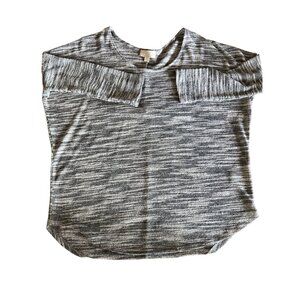 Olive & Oak Gray & White Striped Lightweight Knit Top Womens XL